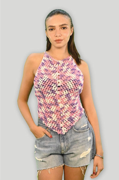 SHA SHA Halter Neck Crochet Top