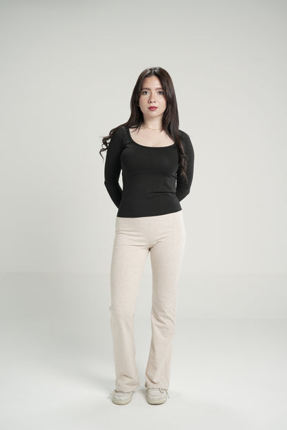 Long Sleeve Basic Top In Black