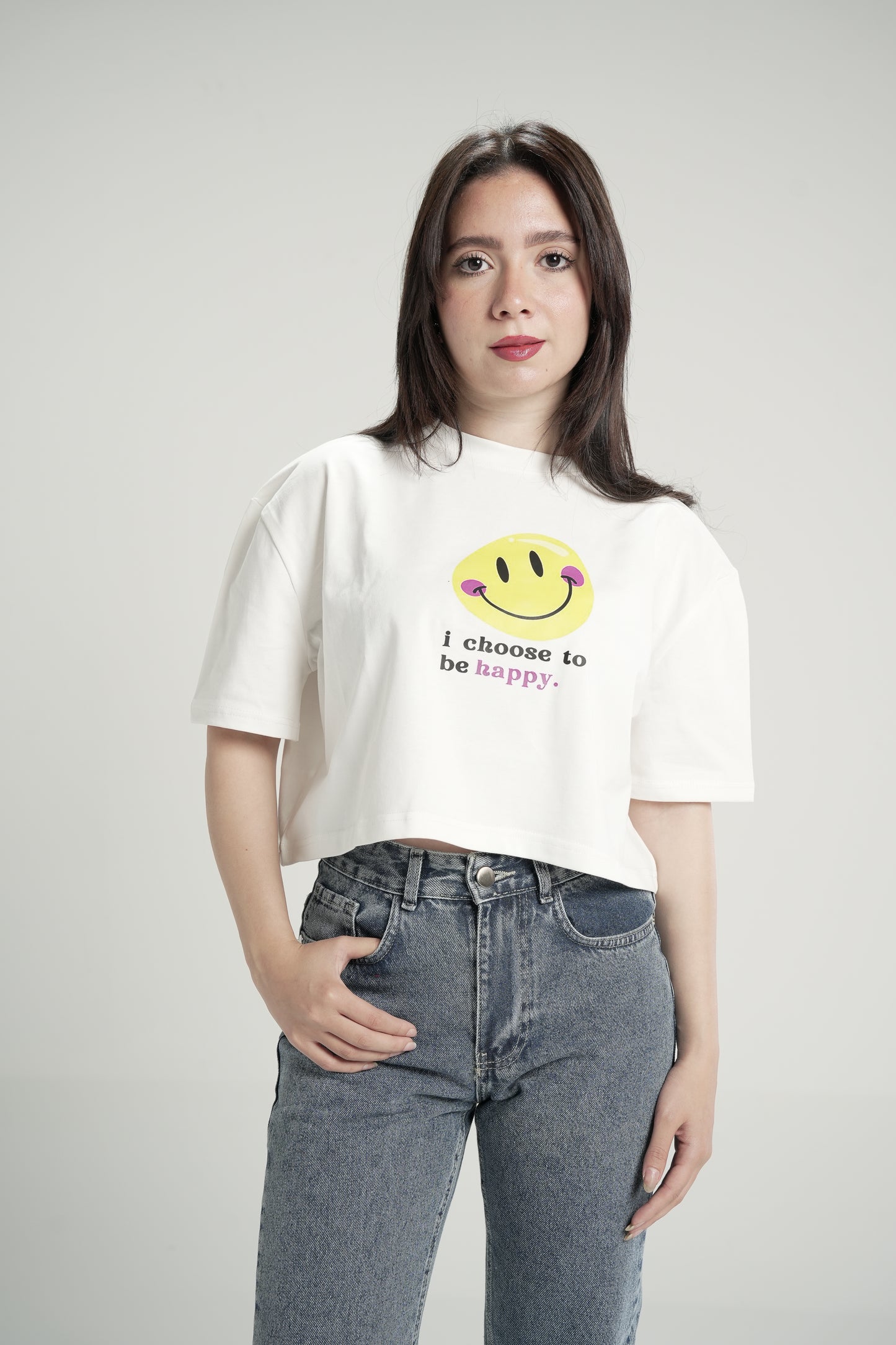 Choose to be happy oversized Tee - White