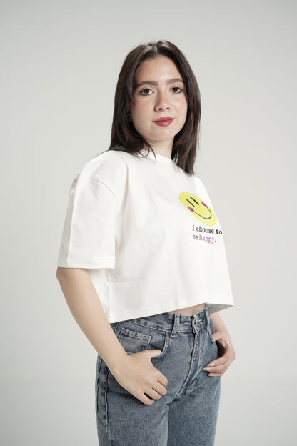 Choose to be happy oversized Tee - White